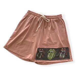 Via Penny Lane Reworked Apparel | The Rolling Stones Pink Graphic Shorts Large